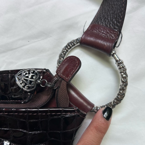 Brighton Shiny Black Crocodile Shoulder Bag - Picture 4 of 6